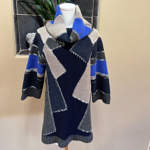 Diane Von Furstenberg Tunic Sweater Wool Cowl Neck Size Medium - Picture 1 of 7